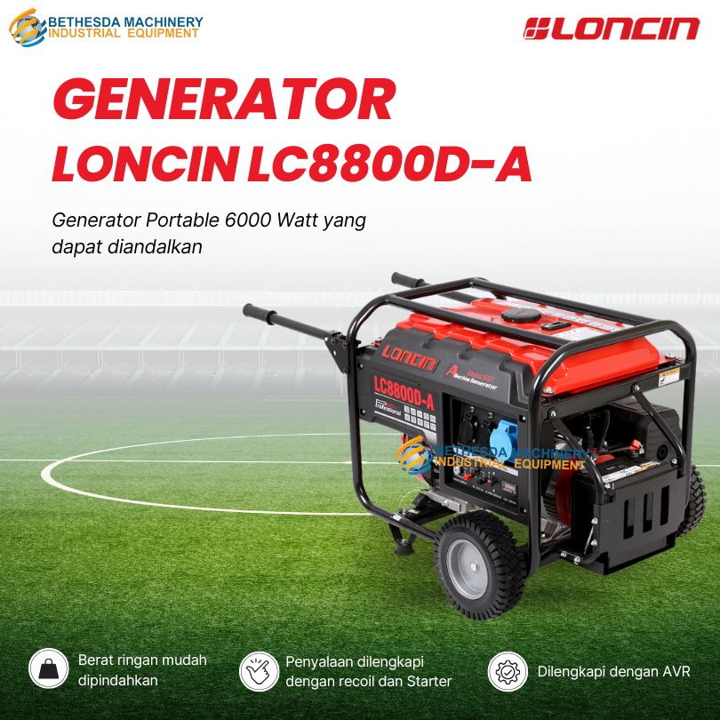 Genset 6500 watt Loncin LC 8800 D-A Genset Bensin 1 phase Electric Starter