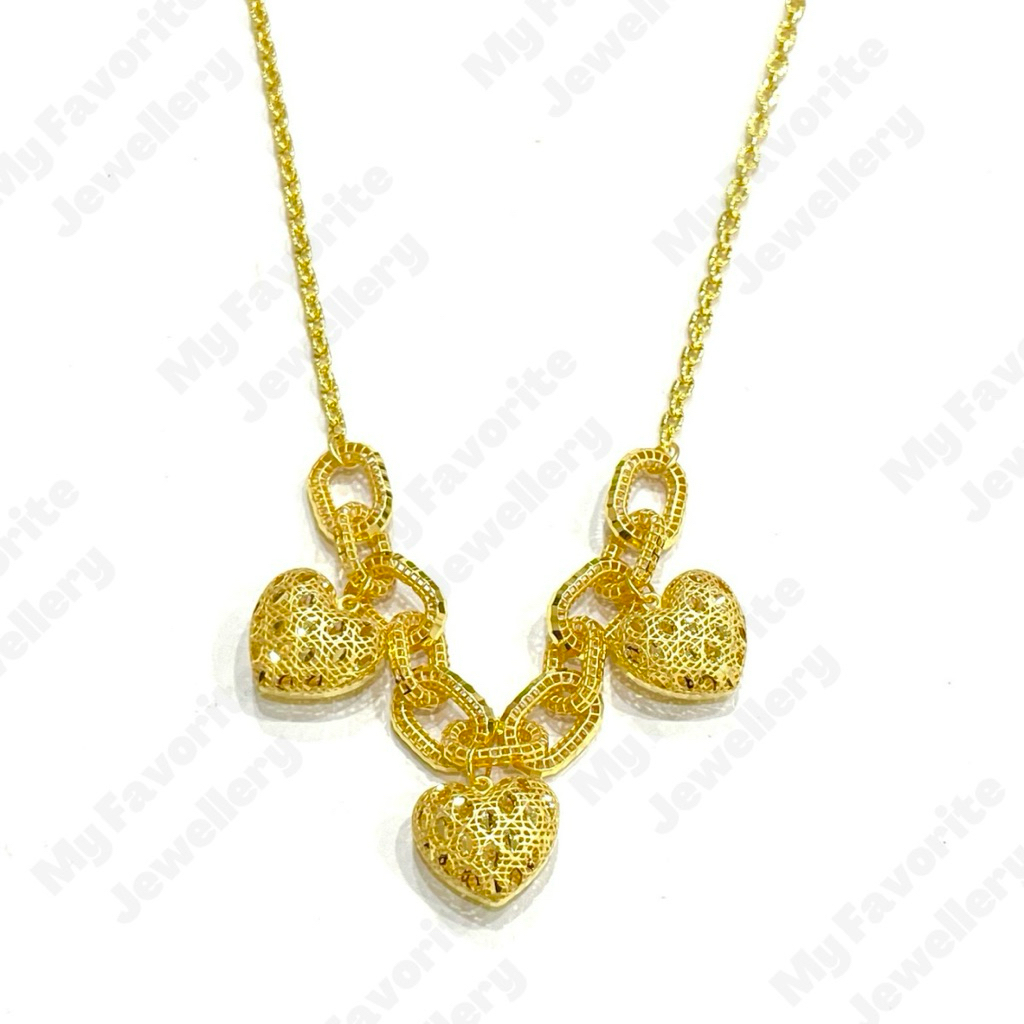 Kalung Love Krawang Rumbai Emas Asli Kadar 700