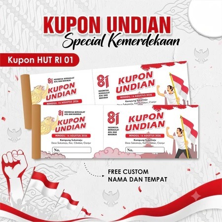 Kupon Peserta Jalan Sehat HUT RI 81 Tahun 2026 | Jalan Santai | Hadiah Doorprize Menarik