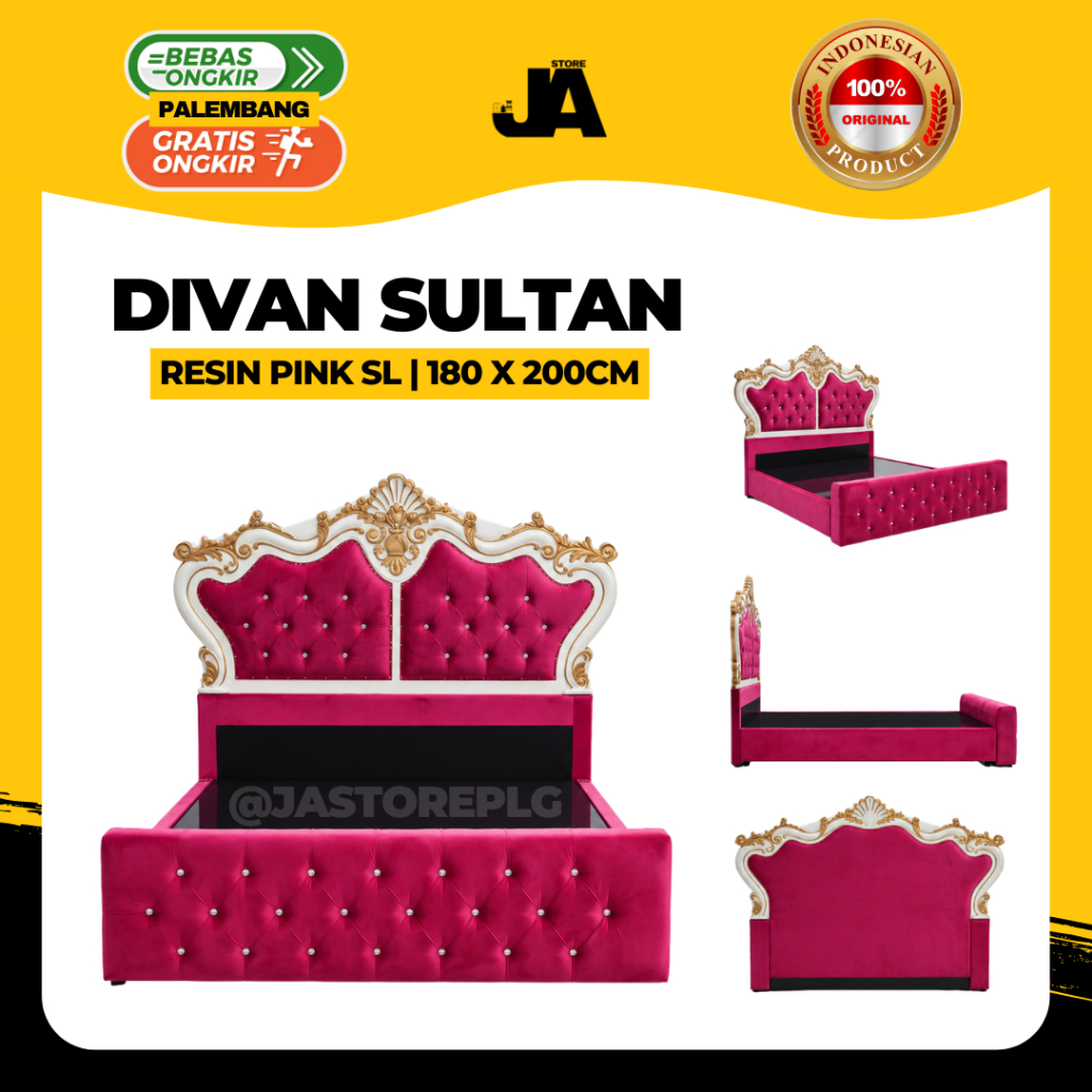 Divan Sultan Resin Kerang Custom SL 180x200cm / Kasur Minimalis Elegan / Aksen Emas Putih / Berkuali