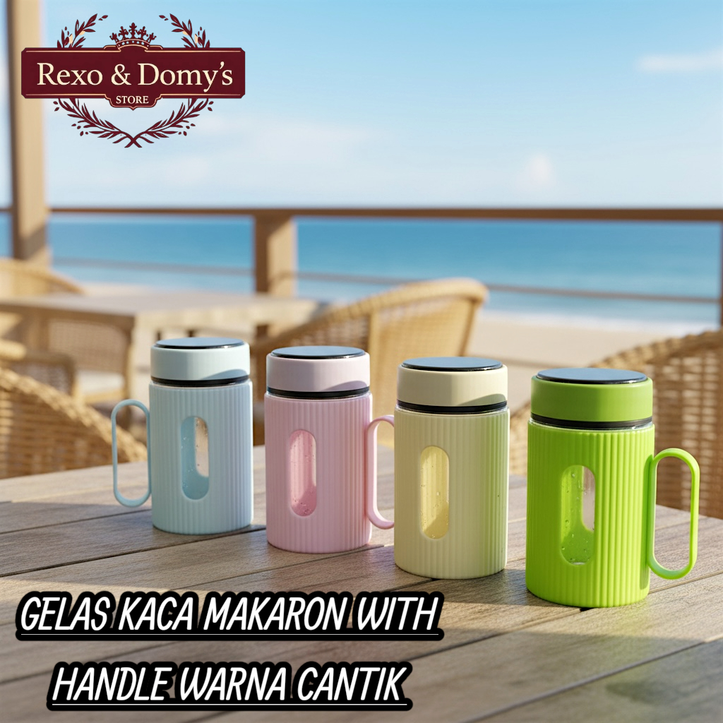 Gelas Gagang Kaca Maccaron 500ML Aesthetic || Gelas Kaca Warna Pastel || Gelas Kaca Souvenir