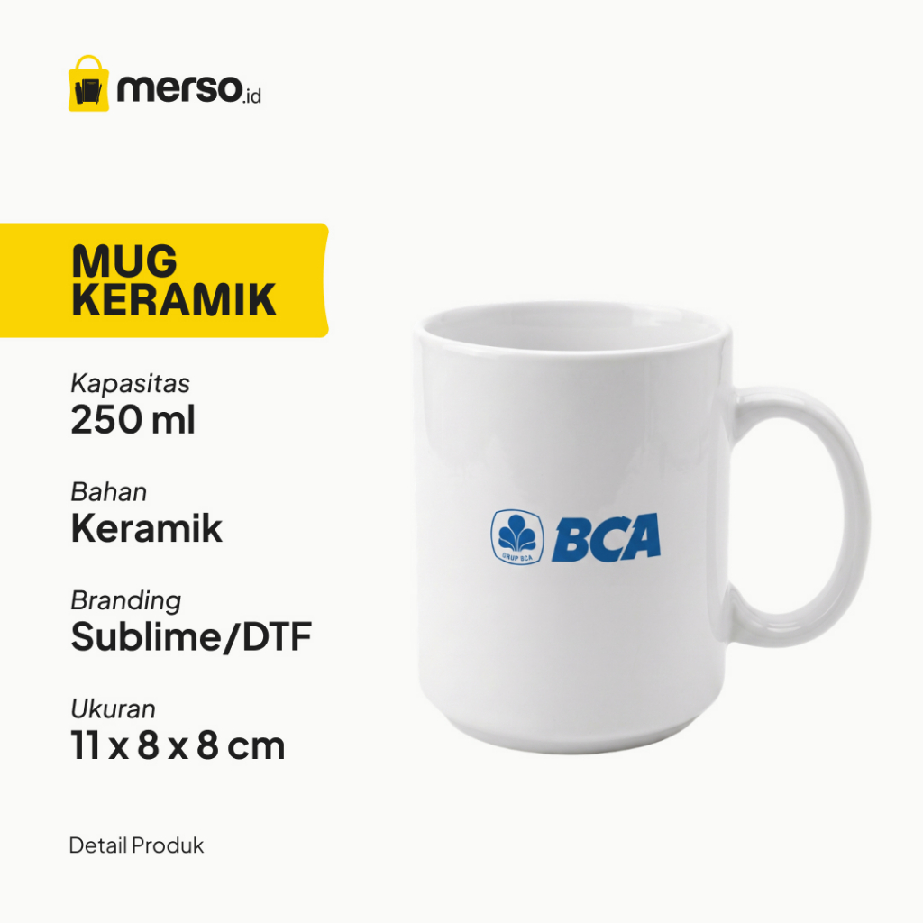 Merso - Mug Keramik Custom - Gelas Keramik Premium Souvenir Perusahaan Merchandise Kantor Seminar Ca