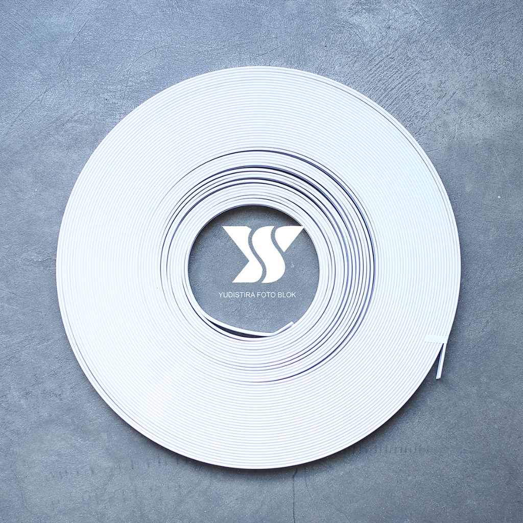 1 ROLL PVC WHITE Edging Liss Karet untuk Photoblock, cermin 9mm