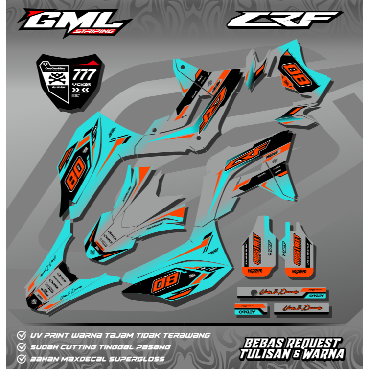 Decal Stiker CRF 150 L Full Body Biru Abu CUSTOM - KLX - WR 155 - Dtracker - Request