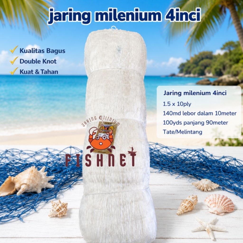 jaring millenium/jaring pintal/jaring ply/ 4inci 1.5x10ply 140md x100yds tate