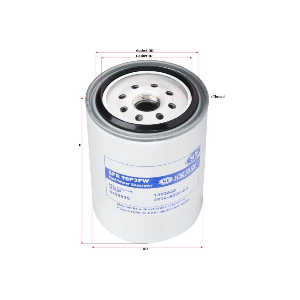 SURE SFR 90P3FW SFR90P3FW SFR-90P3FW FUEL WATER SEPARATOR FILTER R90P 8159975 1393640 2914-