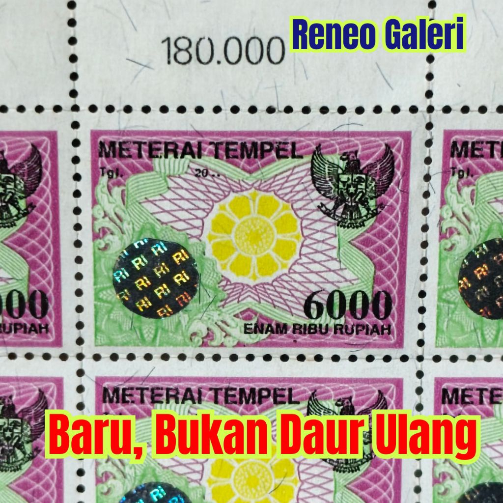 Bukan penipu kondisi, Materai 6000 Rupiah Tahun 2000 2001 2002 Matrai tempel Rp 6.000 asli baru 1 pc