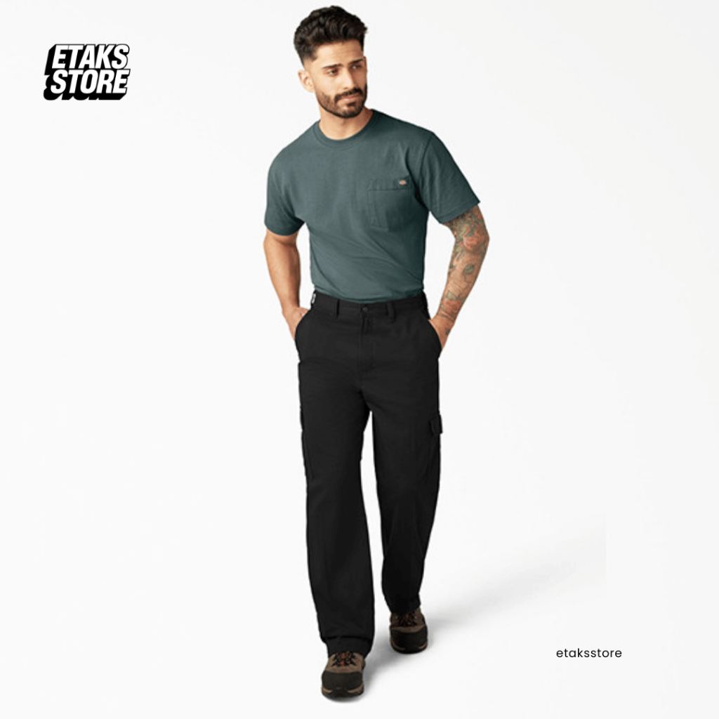 Celana Panjang Dickies Twill Cargo Loose Pants Rinse Black | Pants Casual Work Formal | Original Res