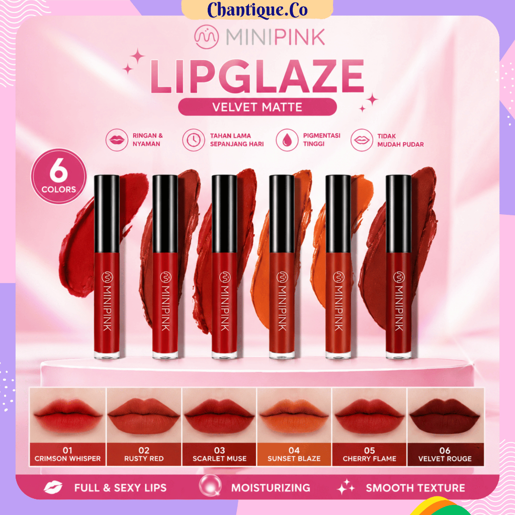 MINIPINK SVMY Velvet Lip Glaze Liquid Lipstick Lip tint stick Glaze Matte Lipstik Moisturizing Water
