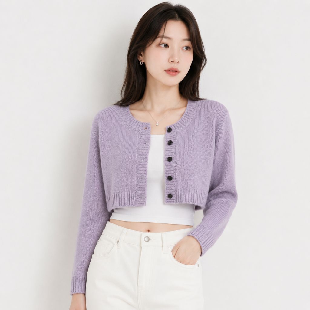 GRL Crop Cardigan Rajut GRL Cardigan Crop GRL Lilac Cardigan Crop Korean Style