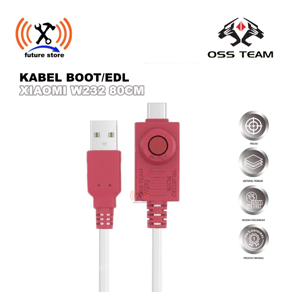 OSS TEAM KABEL BOOT/EDL XIAOMI W232 80CM ORIGINAL - KABEL EDL PROFESIONAL UNTUK FLASHING DAN DIAGNOS