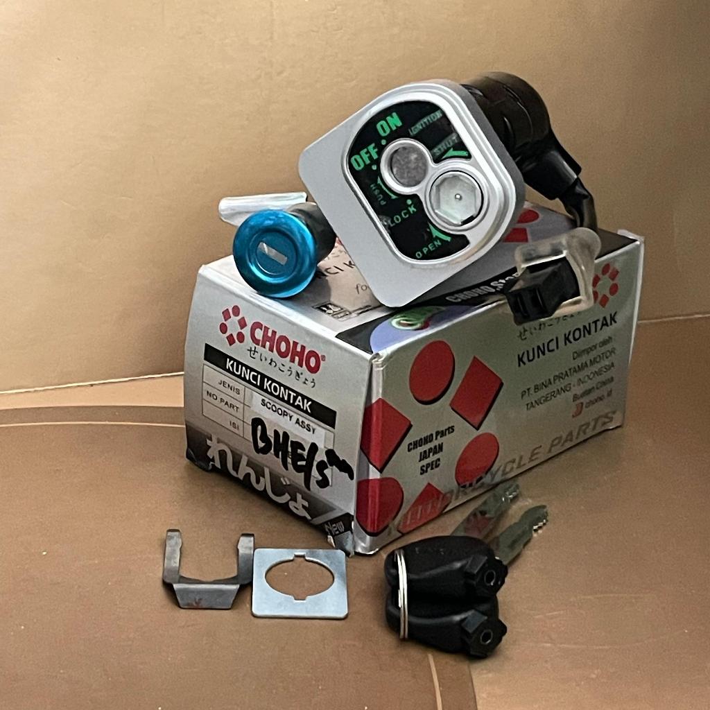[1 SET] KUNCI KONTAK SCOOPY SET KUNCI JOK CHOHO KONTAK ASSY MOTOR SCOOPY KARBU PLUS KUNCI JOK