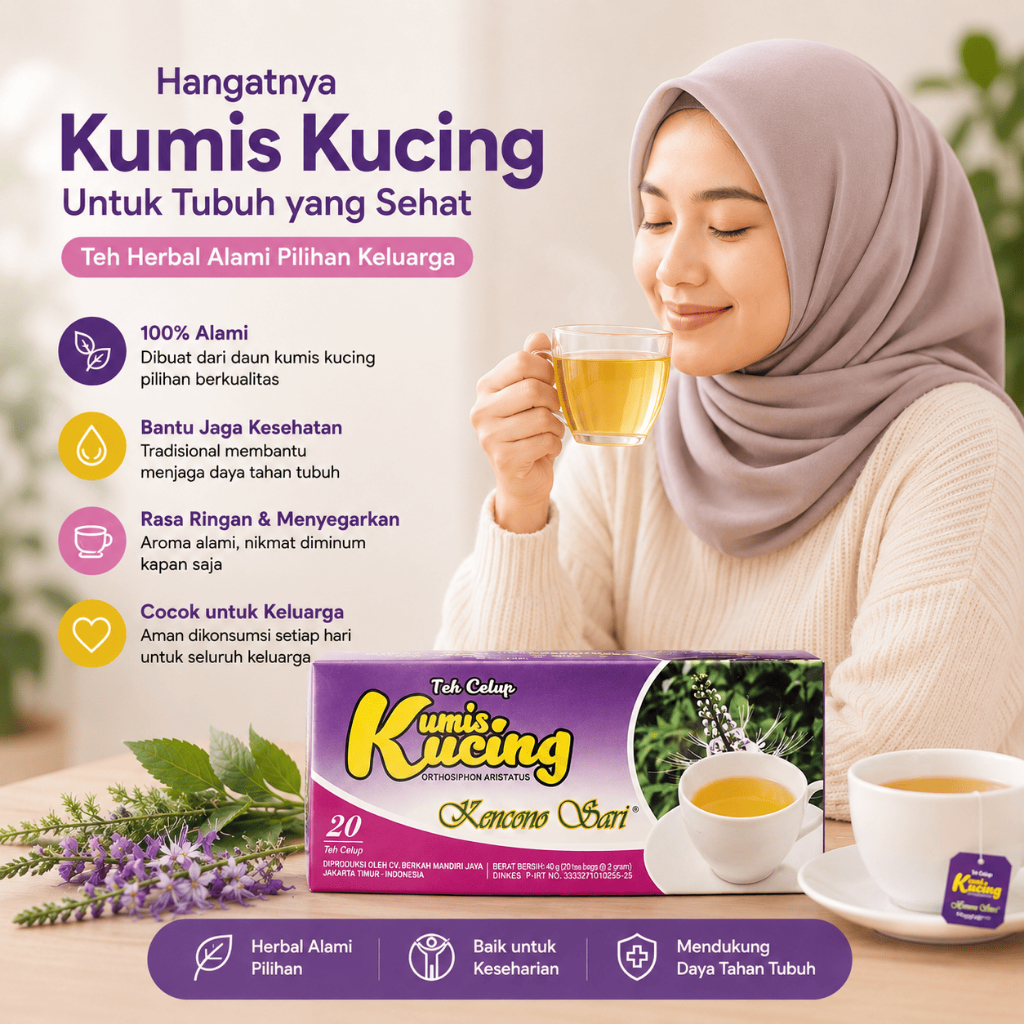Teh Celup Kumis Kucing Batu Ginjal Wasir Herbal Kencono Sari Original