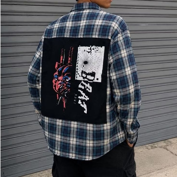 Kemeja Flanel Patchwork Diesel