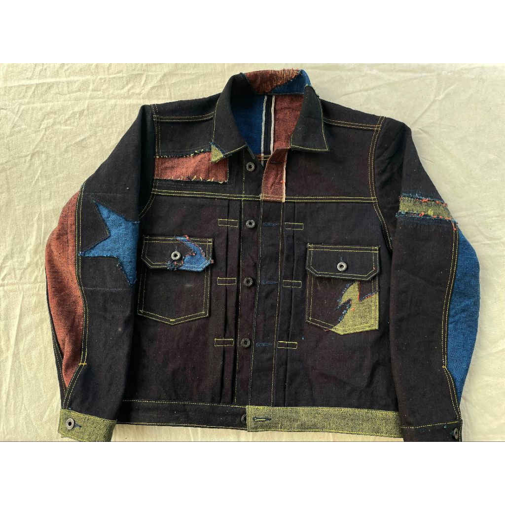 jaket denim selvedge 19oz Patchwork Raw denim workwear premium