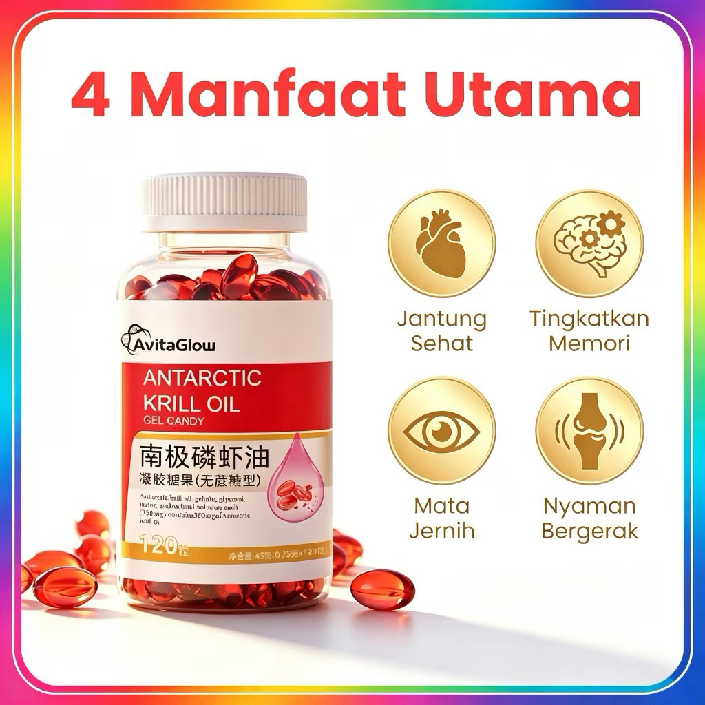 Minyak Krill Antartika 120 Kapsul Astaxanthin Kapsul Astaxanthin untuk Peningkatan Kardiovaskular...