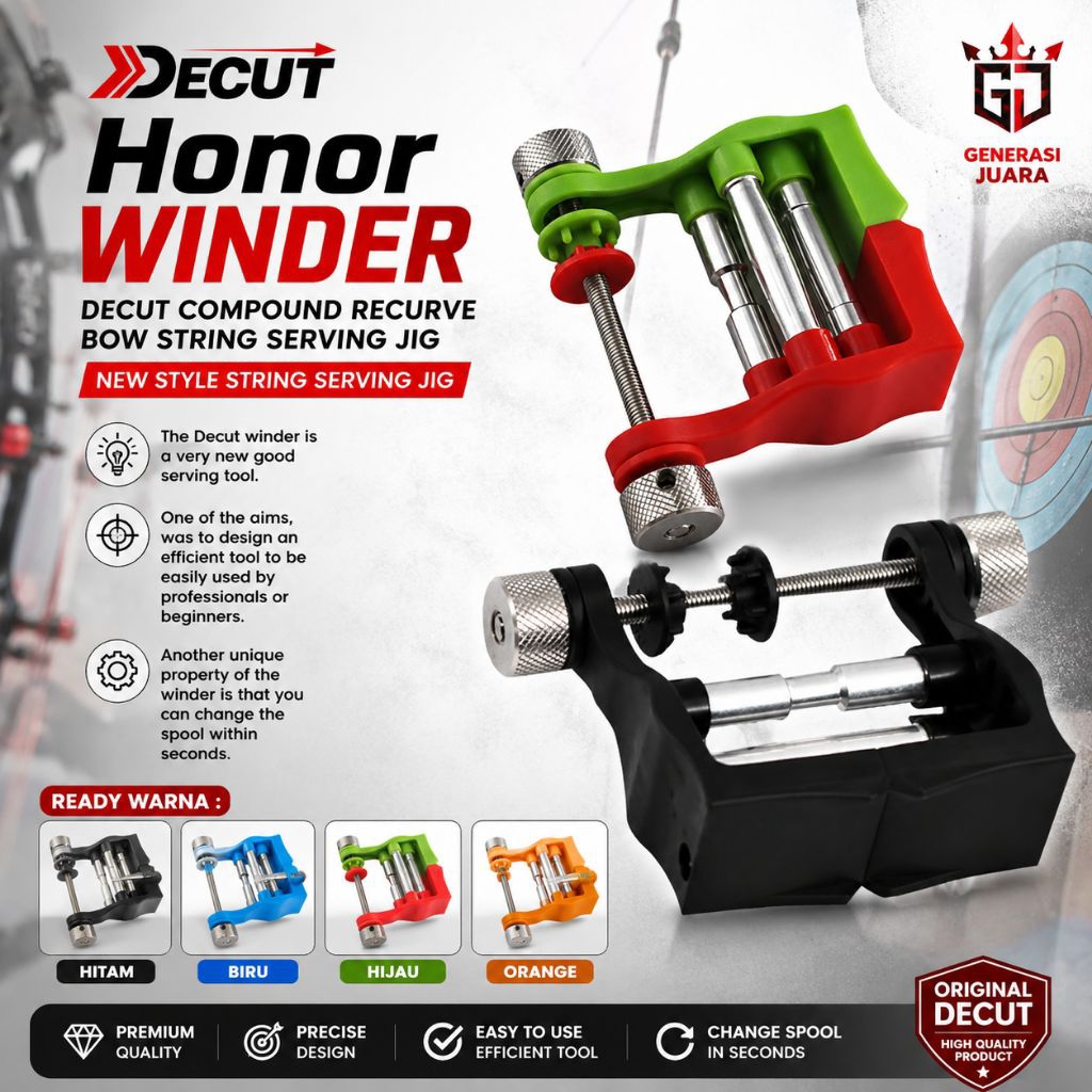 DECUT Honor Winder | Bow String Serving Jig | Alat Serving Tali Busur Recurve Compound | Archery Too