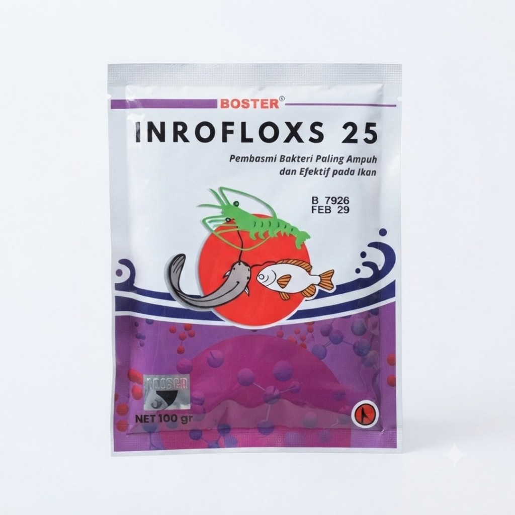 Boster Inrofloxs 25 Serbuk 100gr Antibiotik Ikan Enrofloxacin Inroflok