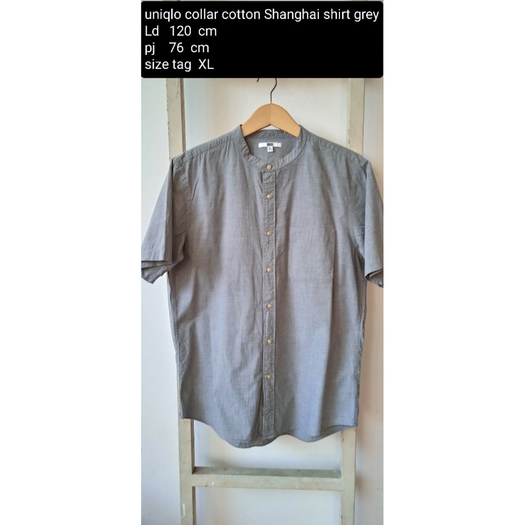 uniqlo collar cotton shanghai shirt grey