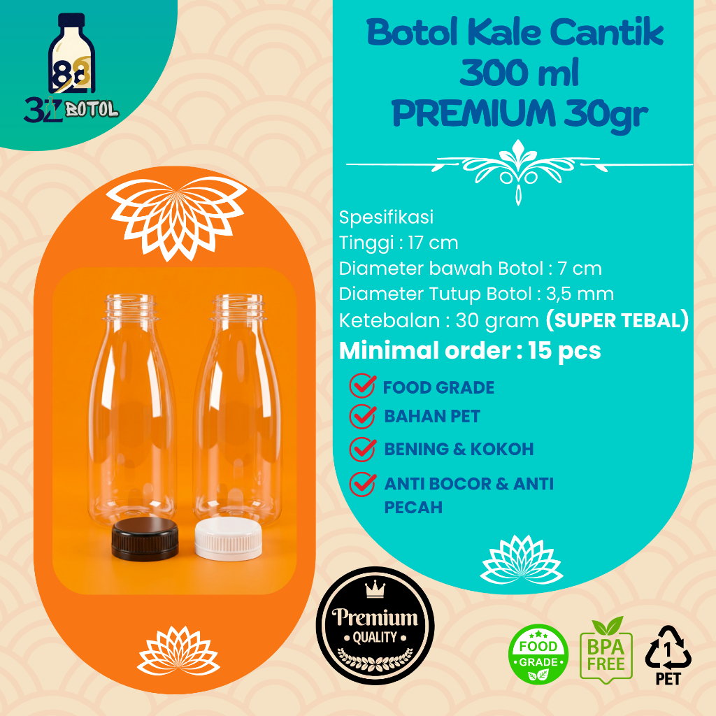 Botol Kale Cantik PET TEBAL BENING 350 ml / botol plastik KALE Cantik 350 ml / Botol plastik Valenci