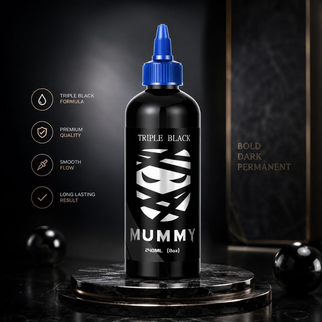 Tinta Tattoo Mummy 240ml, Mummy Triple Black, Tattoo Ink 240ml, Tinta Tattoo Hitam, Tattoo Supply, T