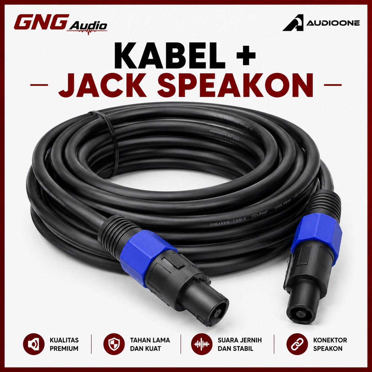 Kabel Speaker Plus Jack Speakon  to Speakon Full Tembaga Original Tahan panas  | GNG AUDIO