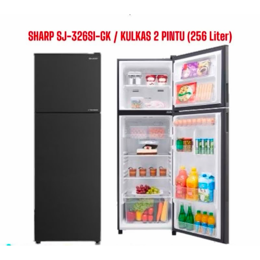 SHARP KULKAS 2 PINTU INVERTER SJ-326SI-GK / KULKAS SHARP INVERTER 2 PINTU SJ326SIGK