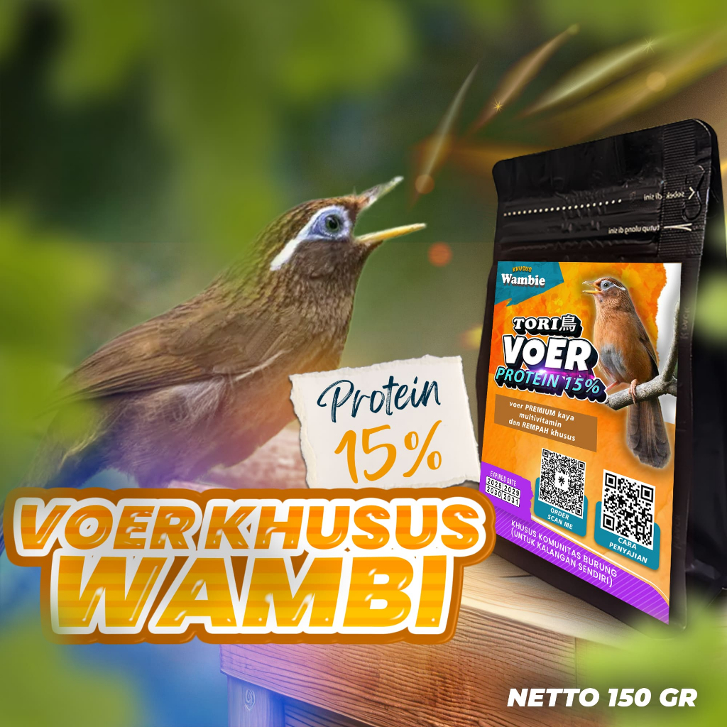 MAKANAN BURUNG WAMBIE | VOER BURUNG WAMBIE | VOER HARIAN | VOER NUTRISI KOMPLIT | VOER HARIAN KHUSUS