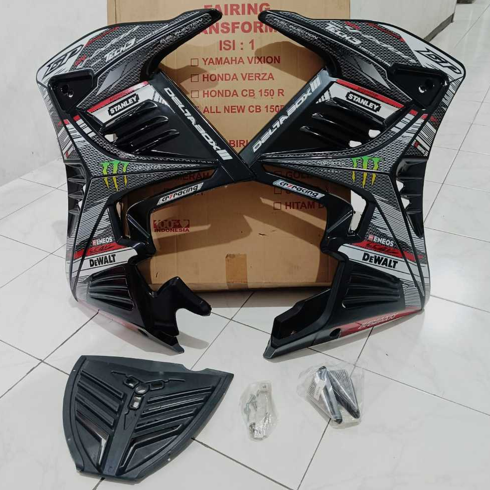 COD HALF FAIRING VIXION NEW VIXION NVL NVA 2013 2014 2015 2016 DST HITAM MERAH PUTIH MOVISTAR - SAYA