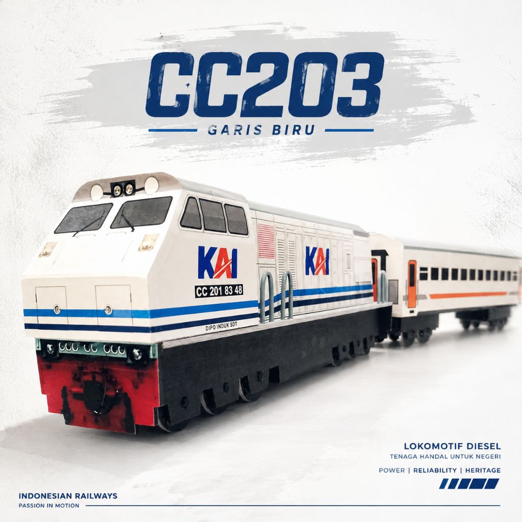Mainan kereta api cc203 + 1 Gerbong