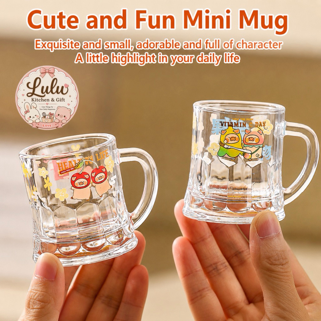 LULU THE PIGGY MINI SHOT GLASS PREMIUM | GELAS KACA MINI | GELAS BIR