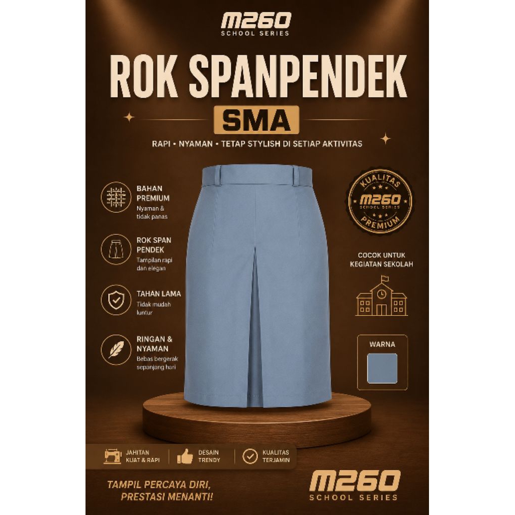 Rok Span SMA M260 Original – Seragam Sekolah Premium, Nyaman & Berkualitas