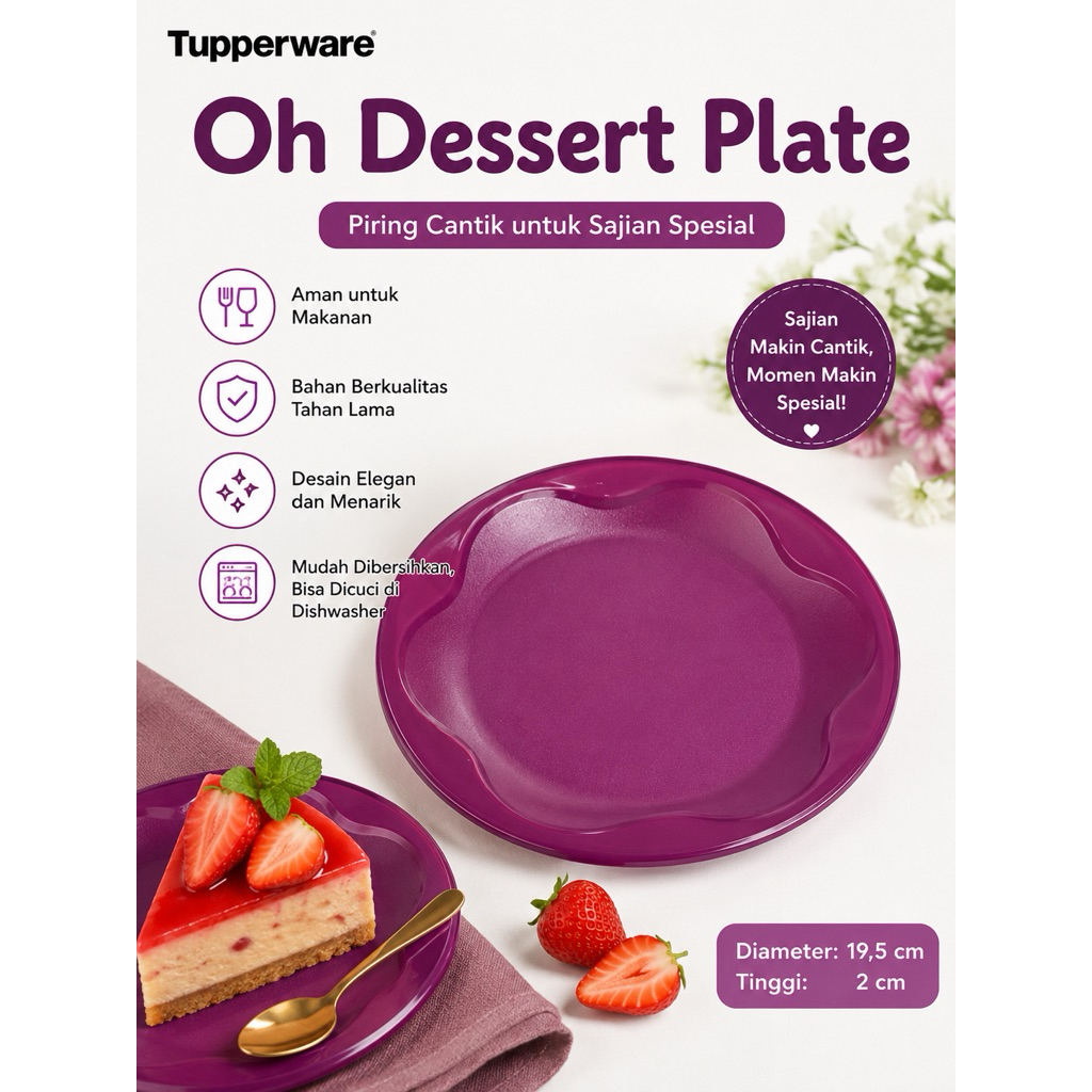 Tupperware oh dessert plate 1pcs piring