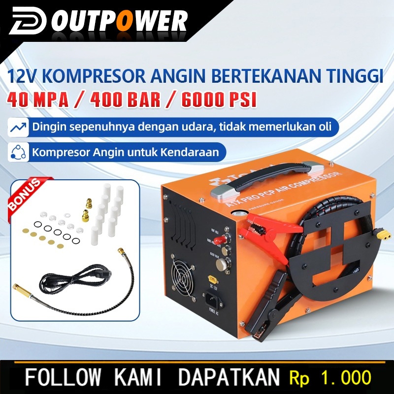 COD Kompresor Portable Mini 12V 4500PSI 40MPa - Electric PCP  Compressor untuk Tabung Oksigen & Pomp