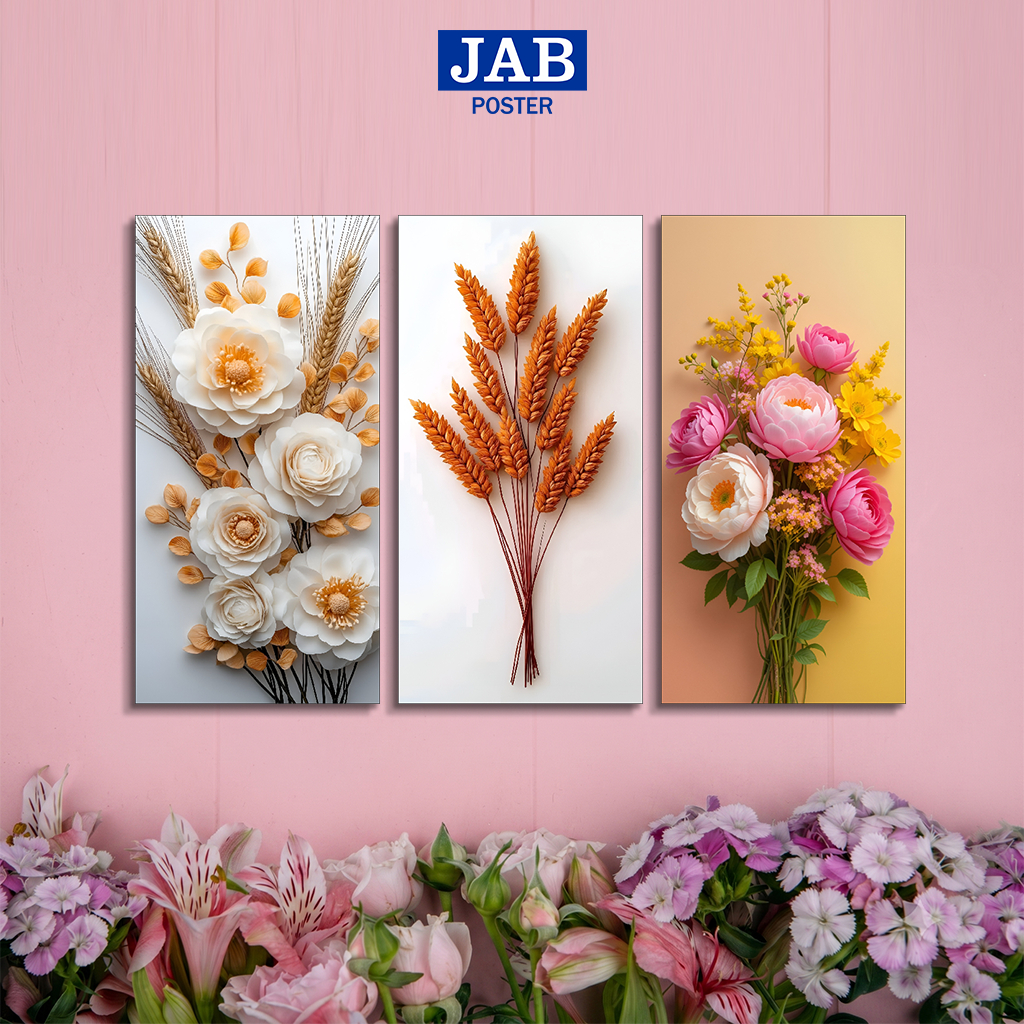 Hiasan Dinding Poster Bunga Aesthetic 3D Walldecor Pajangan Dekorasi Kamar