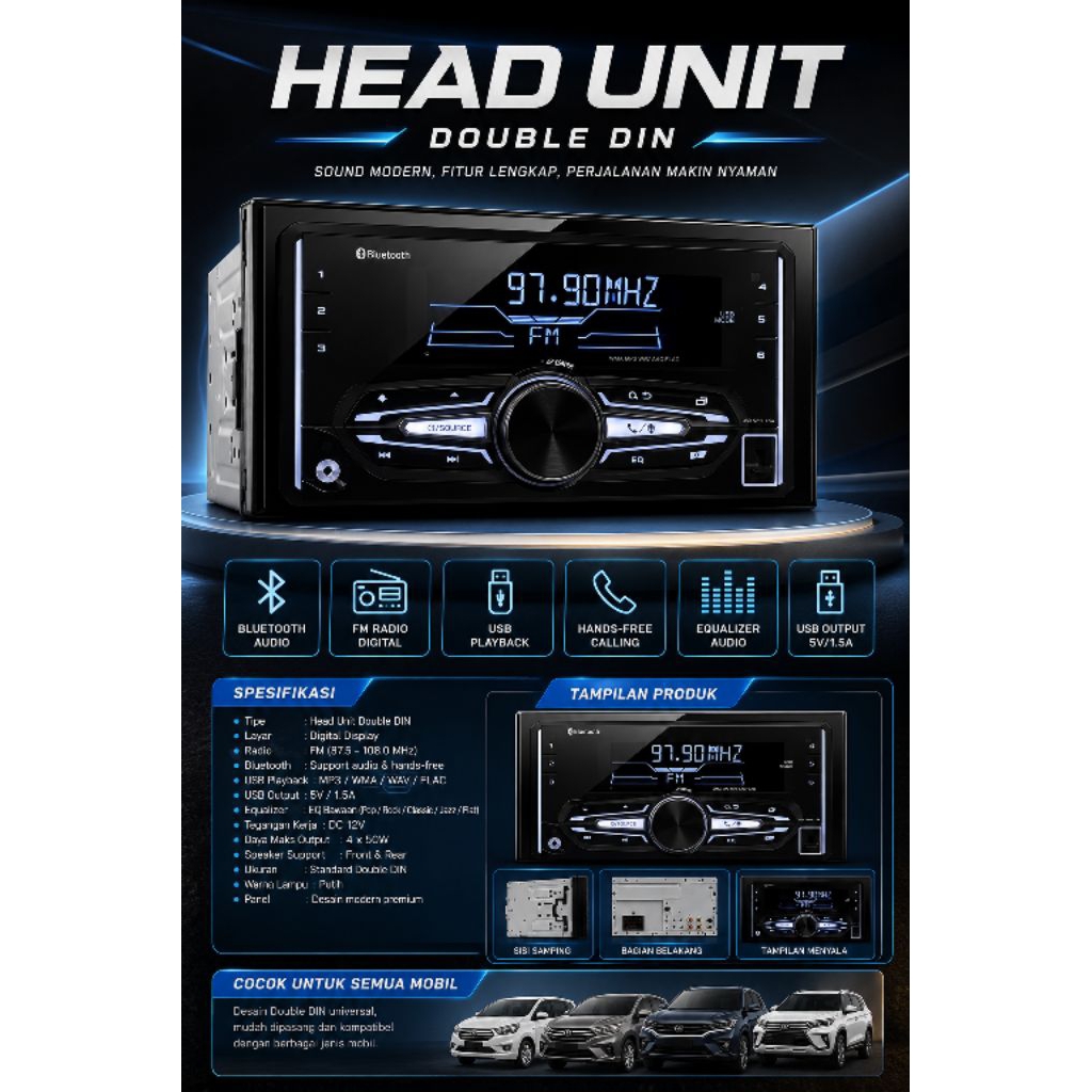 original tipe brio  JVC  Aux Usb Bluetooth audio mobil