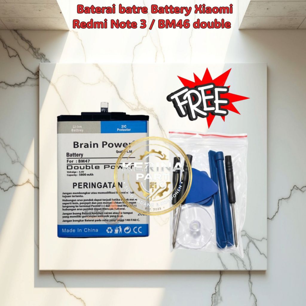 BATREI / Baterai batre Battery Xiaomi Redmi Note 3 / BM46 double Power brain power BERGARANSI