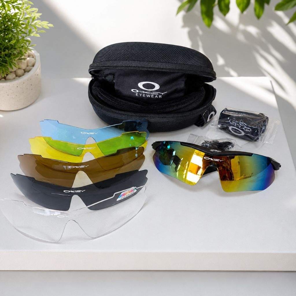 Kacamata Tactical Oakley dengan 5 Lensa Cadangan