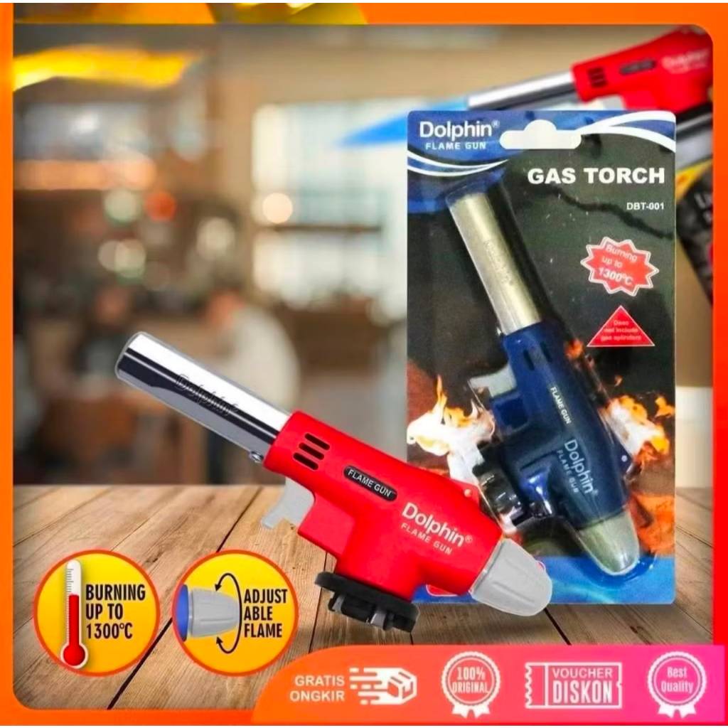 Gas Torch Dolphin DBT-001 Flame Gun Kompor Portable Kepala Las Pembakar Api untuk BBQ Creme Brulee S