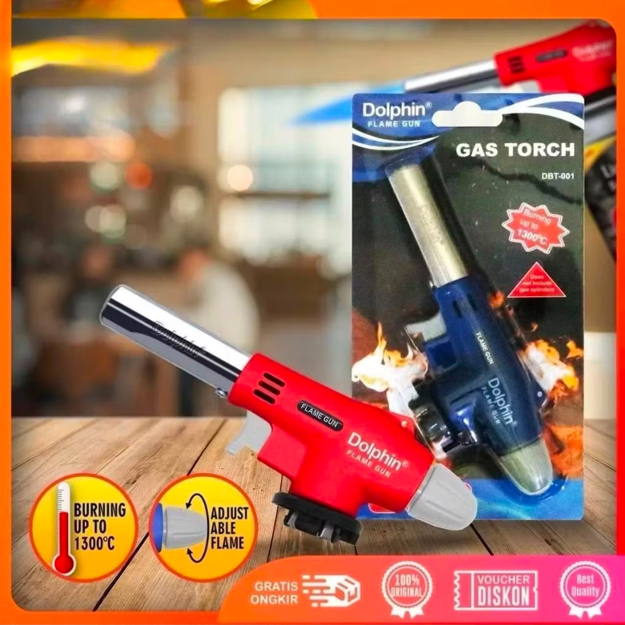Gas Torch Dolphin DBT-001 Flame Gun Kompor Portable Kepala Las Pembakar Api untuk BBQ Creme Brulee S
