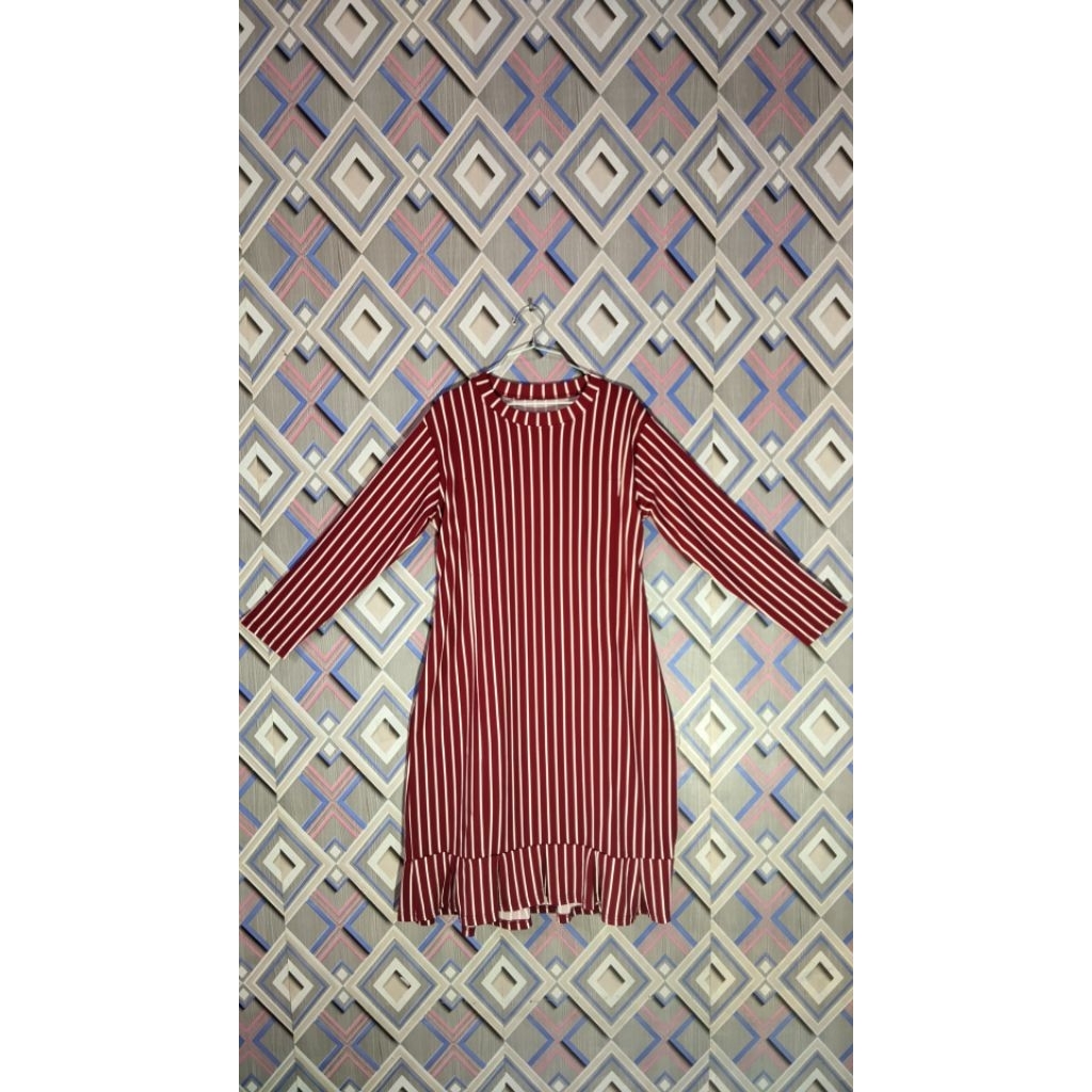 Tunik Salur Merah Maroon - COD