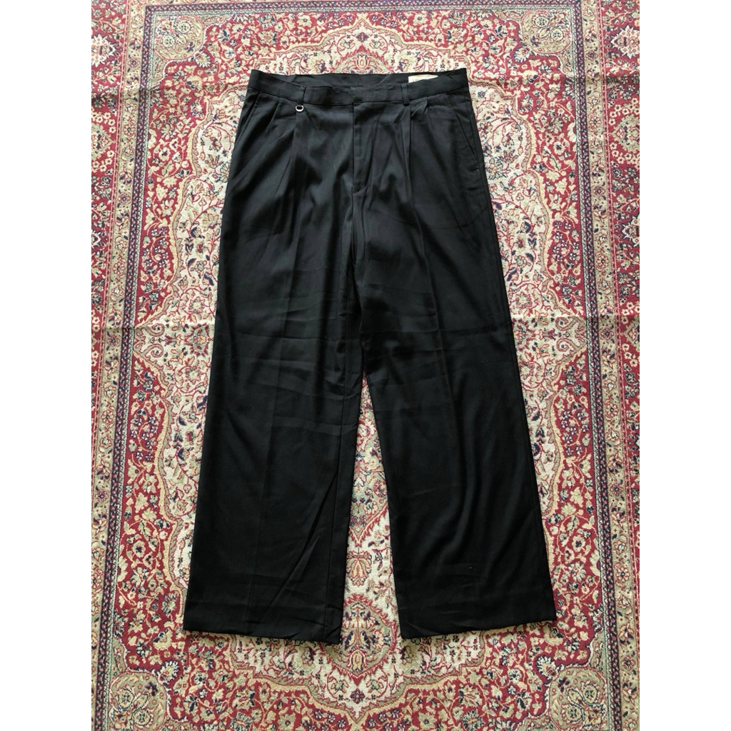 Celana Lieu homme Korean streetwear two tuck wide fit slank pants Hi844