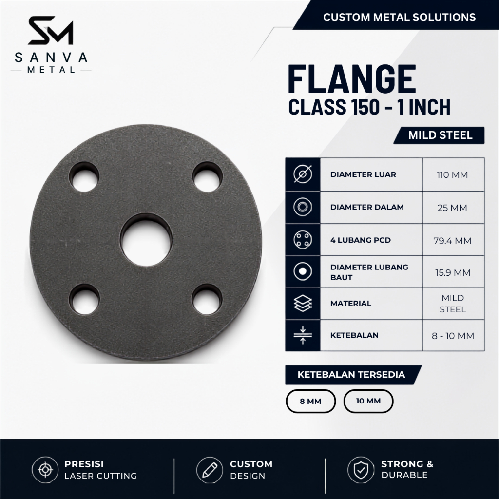 Flange ANSI Class 150 1 Inch | Mild Steel | Plat Flange Pipa | Sanva Metal