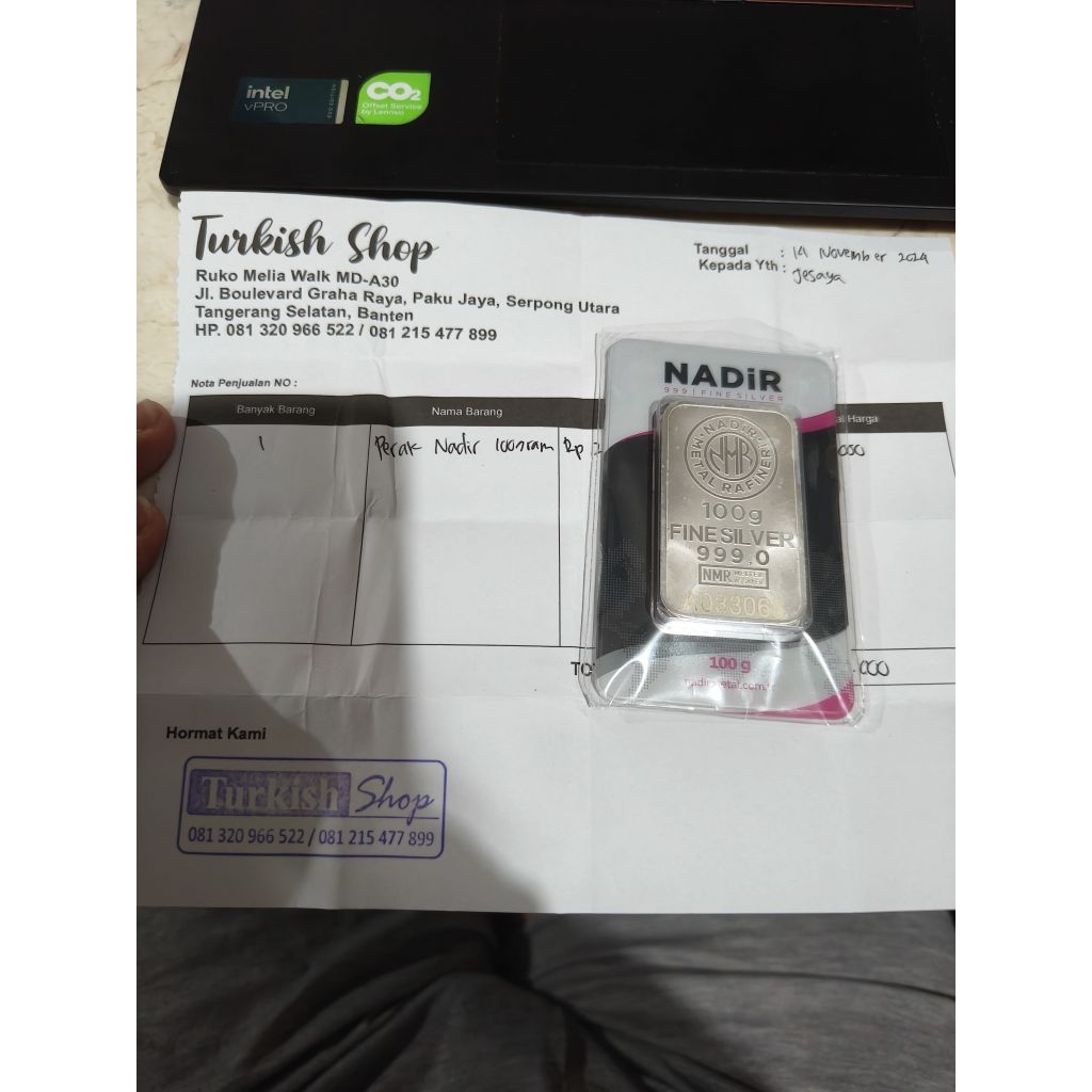 Silver Bar Perak Batangan Nadir 100 Gr