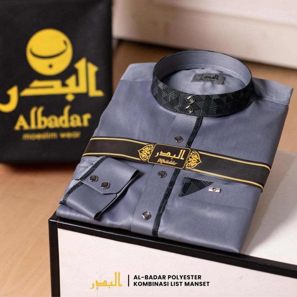Jubah Temboro Jubah Albadar poliester lengan manset kerah premium