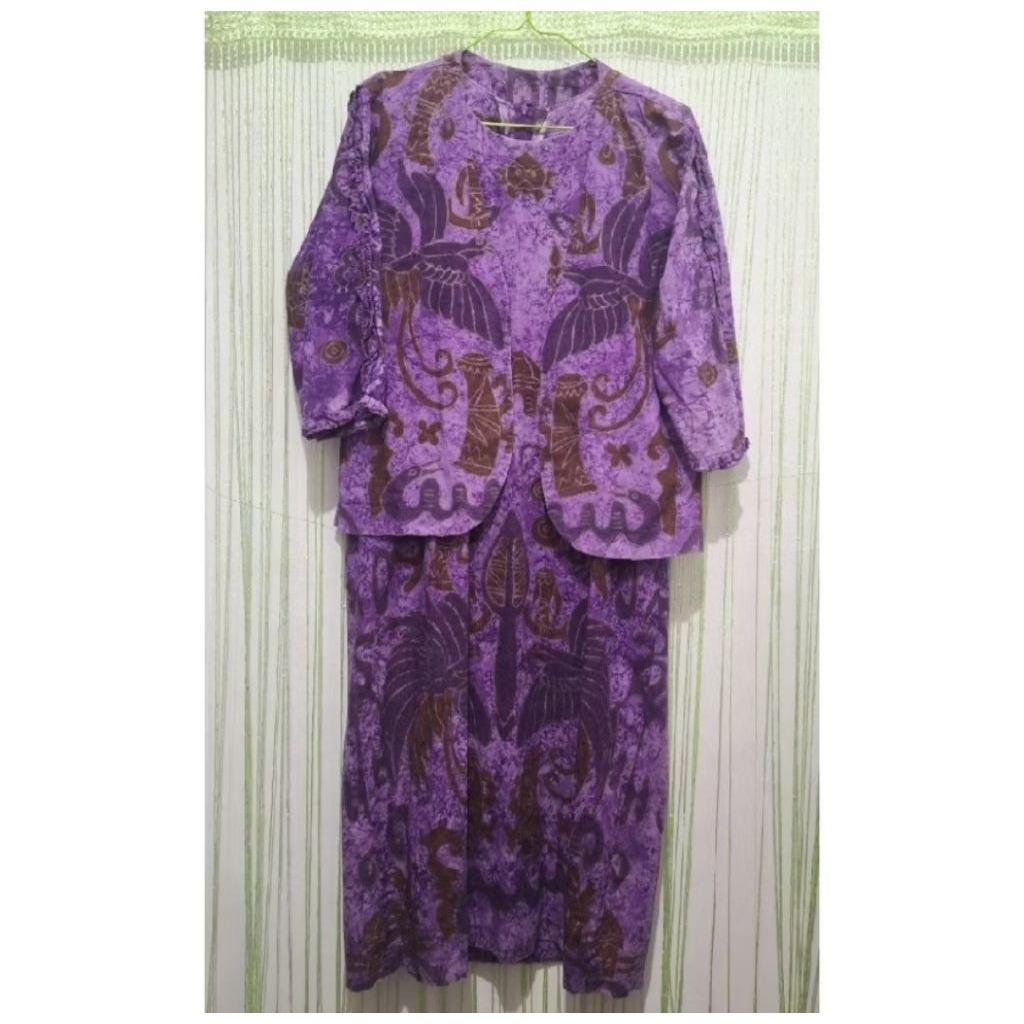 dress batik wanita motif batik papua ungu