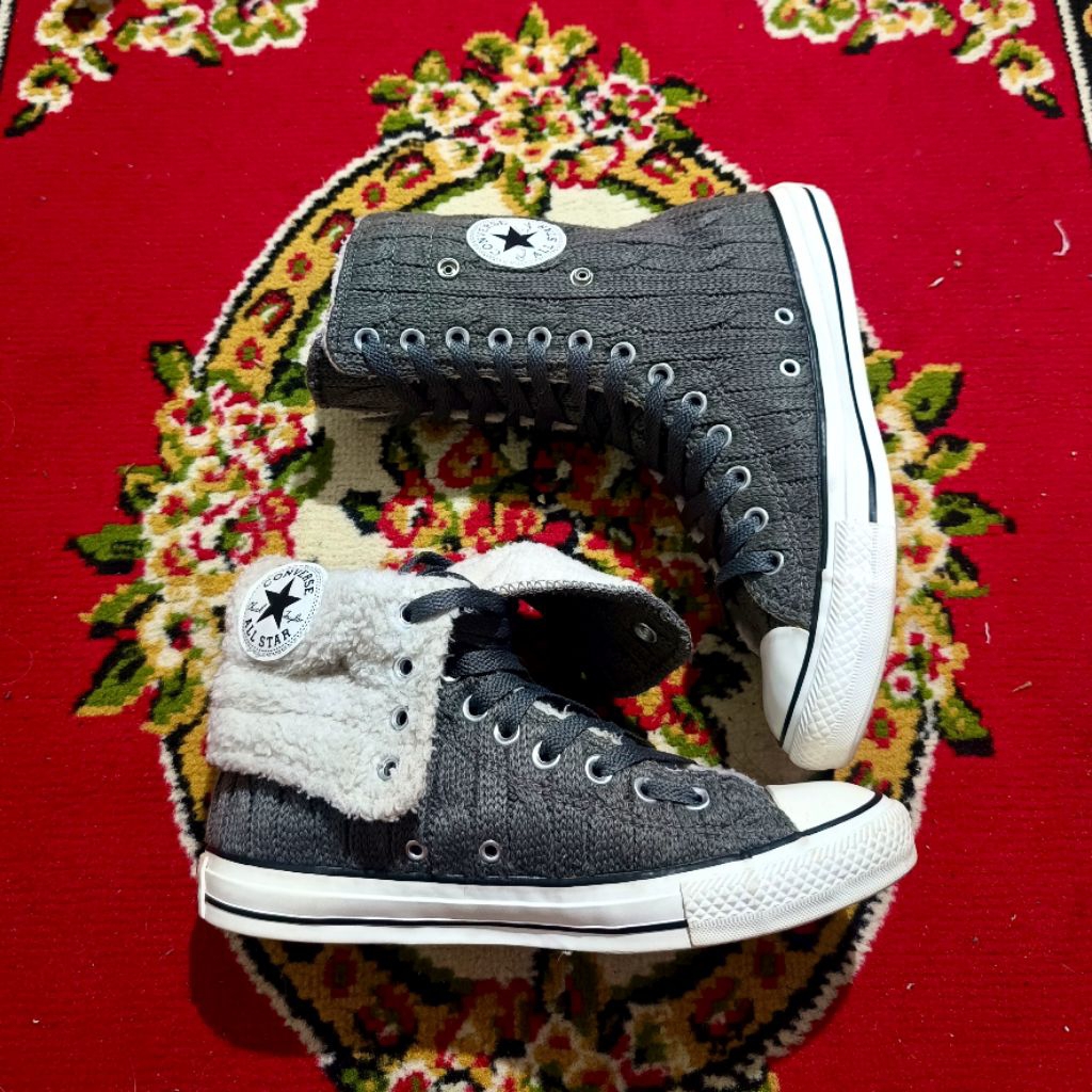 SALE 39-40 CONVERSE CT KNEE SWEATER BOLD SHERPA ROLL DOWN LANGKA-ORIGINAL