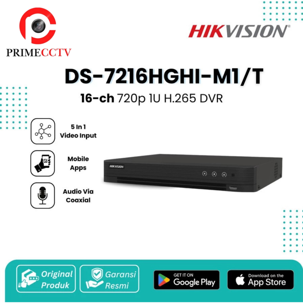 Hikvision DS-7216HGHI-M1/T 16 Chanel DVR 16-ch HD1080P Lite H.265 Digital Video Recorder