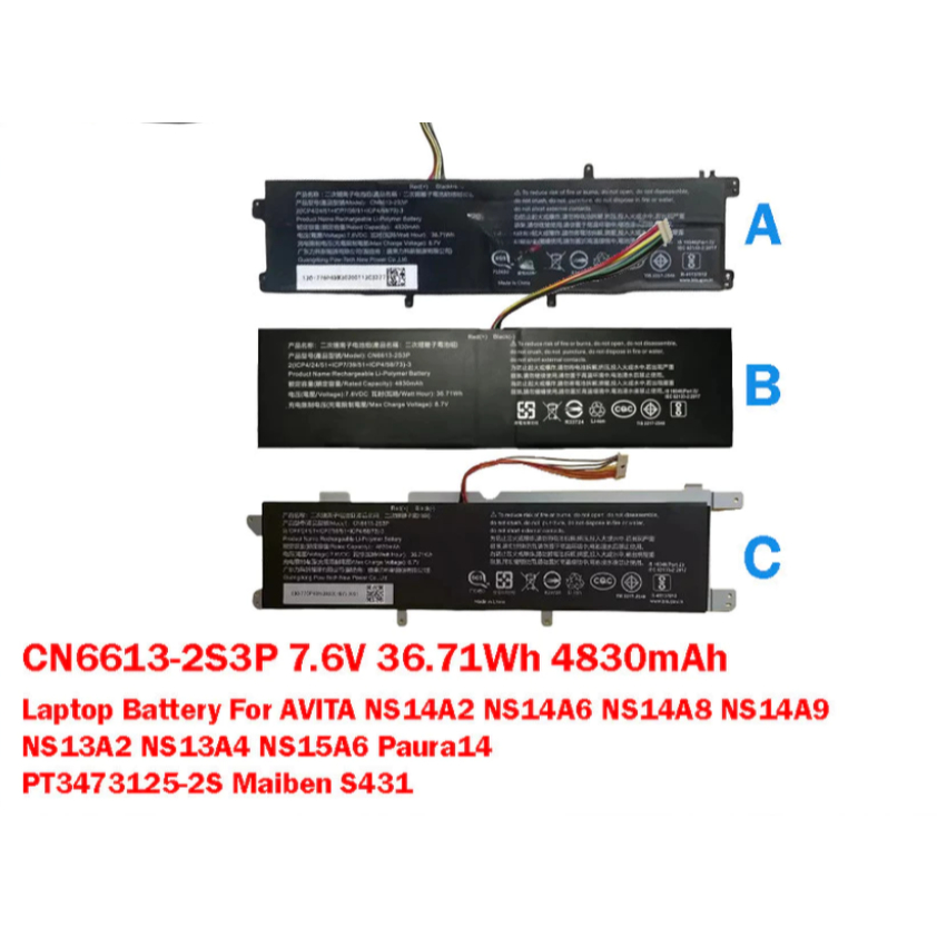 C7 CN66132S3P 76V 3671Wh 4830mAh Laptop For AVITA NS14A2 NS14A6 NS14A8 NS14A9 NS13A2 NS13A4 NS15A6 P