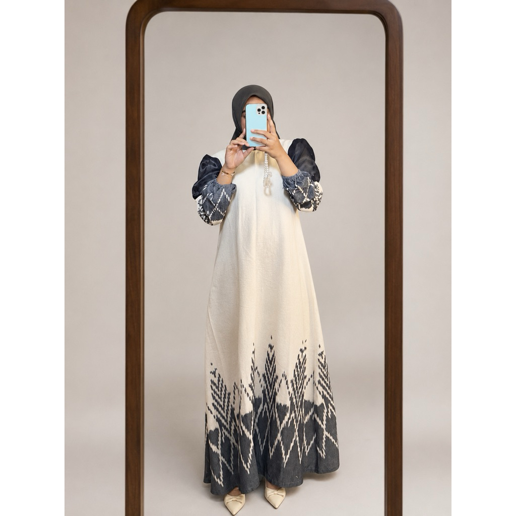 Gamis cemara - Gamis Tenun Etnik - Tenun Troso